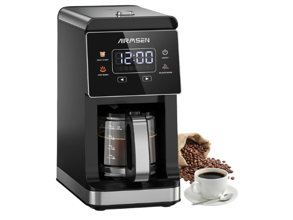 AIRMSEN 5-Cup Grind and Brew coffee maker with built-in grinder