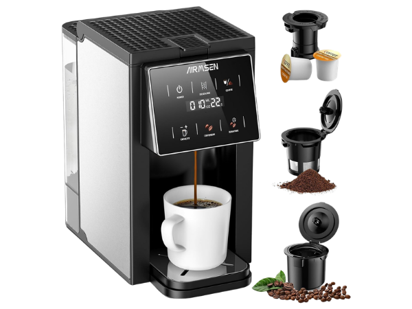 AIRMSEN Grind and Brew single serve coffee maker with built-in grinder