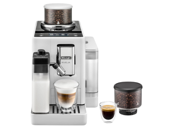 De'Longhi Rivelia automatic espresso machine with built-in grinder and milk frother