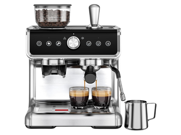 EUHOMY Espresso Machine with built-in grinder and milk frother