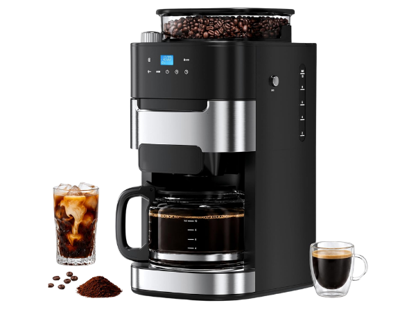 Electactic 10-Cup drip coffee maker with built-in grinder