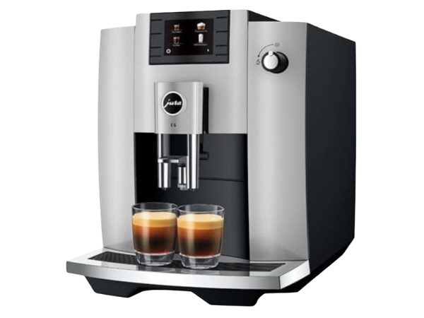 Jura E6 automatic espresso machine with built-in grinder in platinum