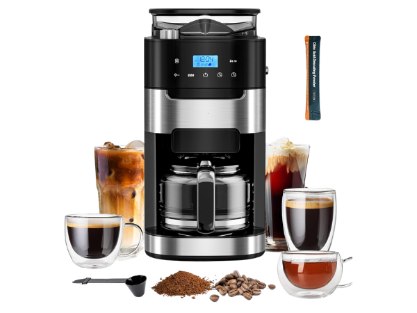 Kismile Grind and Brew 10-Cup drip coffee maker with built-in grinder