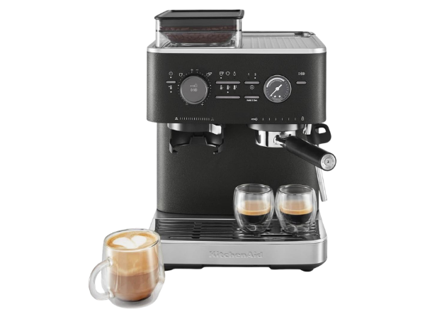 KitchenAid Espresso Machine with Burr Grinder in Cast Iron Black